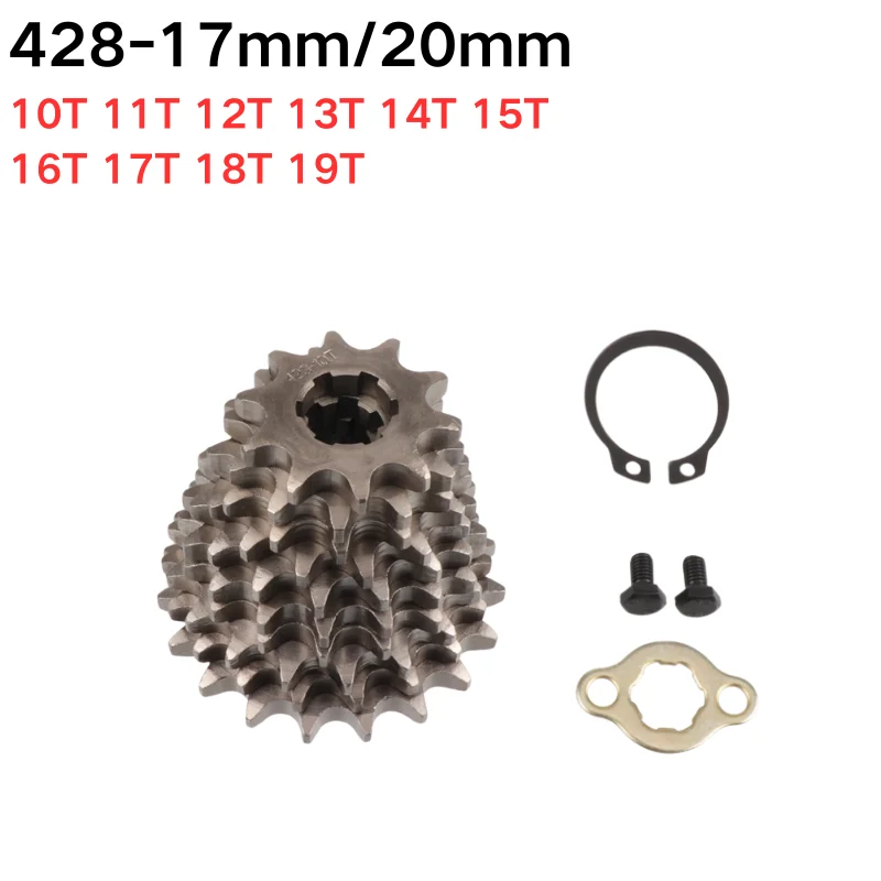 Front Engine 428-17mm 20mm 10T/11T/12T/13T/14T/15T/16T/17T/18T/19T Sprocket For Dirt Pit Bike ATV Quad Go Kart Moped Buggy
