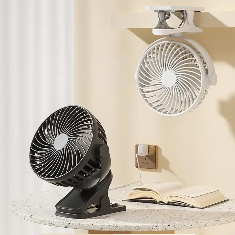 F92F Lightweight Portable Fan with Strong Clip USB Rechargeable Adjustable Speed Fan for Travel and Home Cooling Device