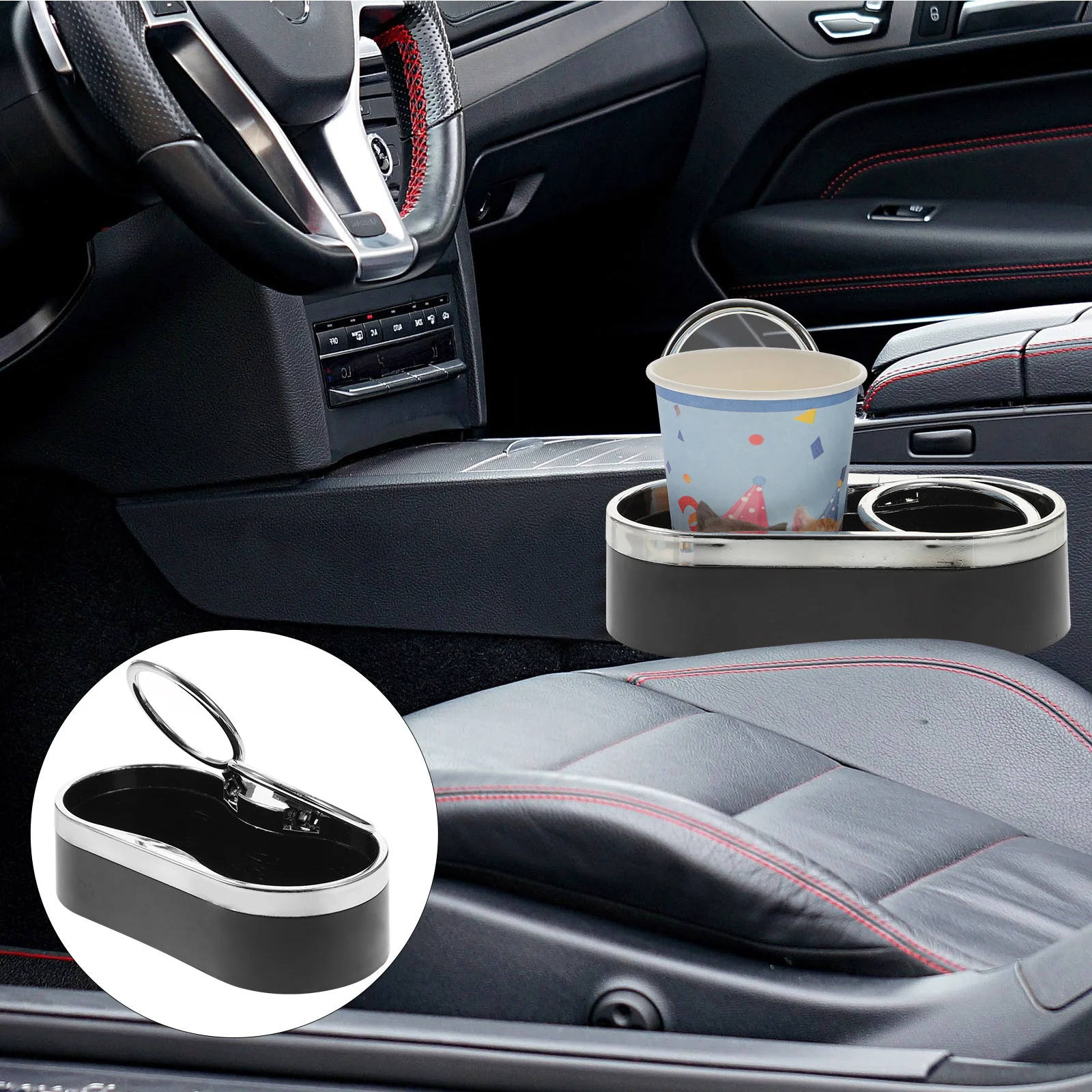 

1pc Car Cup Black Durable Plastic Multi-Function Drink Holder For Vehicle Air Outlet Rear Seat Floor Beverage Holder Car
