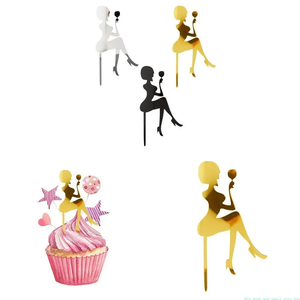 581C Birthday Cake Glitter Acrylic Cake Toppers Cake Decor for Children Adults