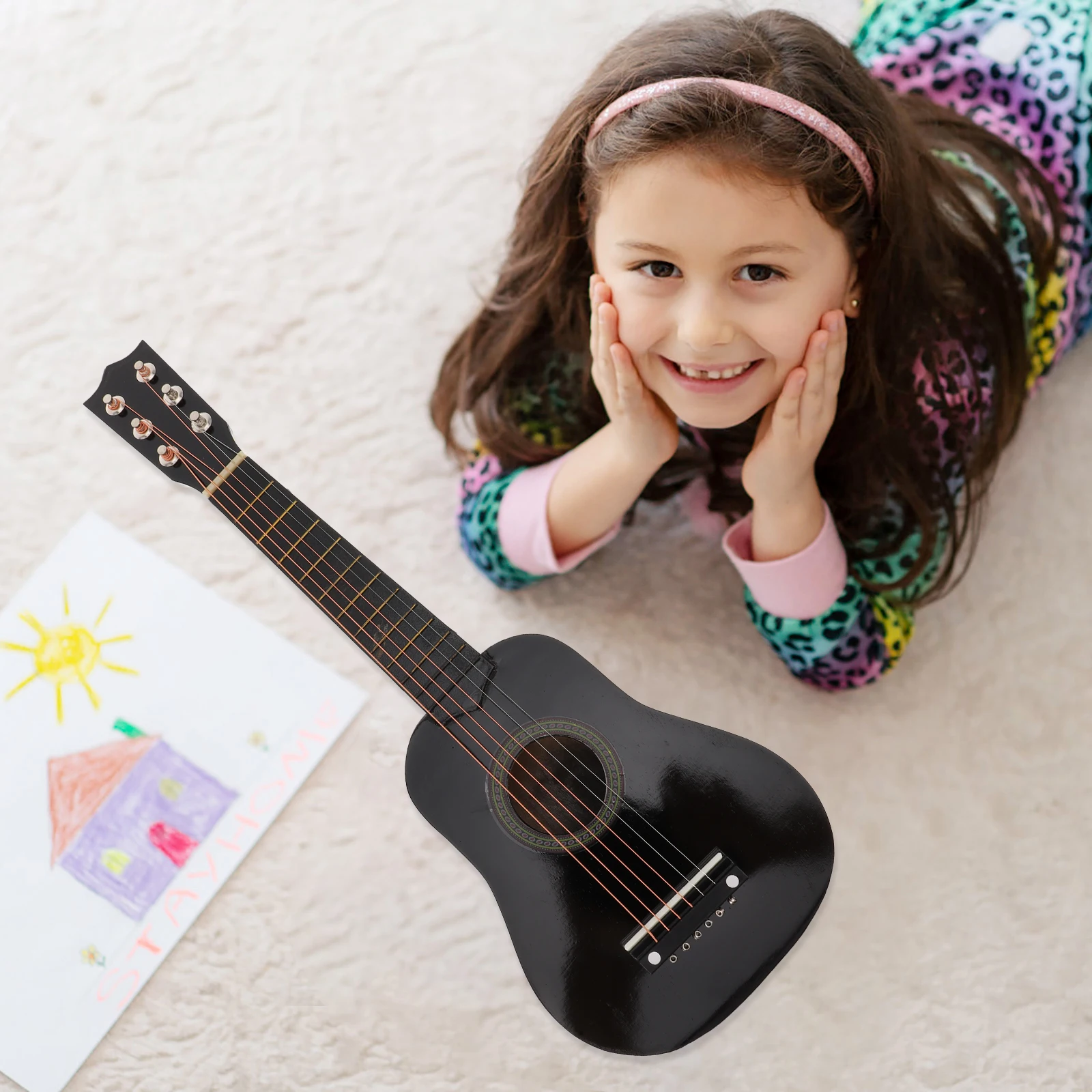 21 Inch Acoustic Guitar For Kids Small Portable Wooden Guitar Children Music High Sound Quality Easy Tuning Smooth Frets