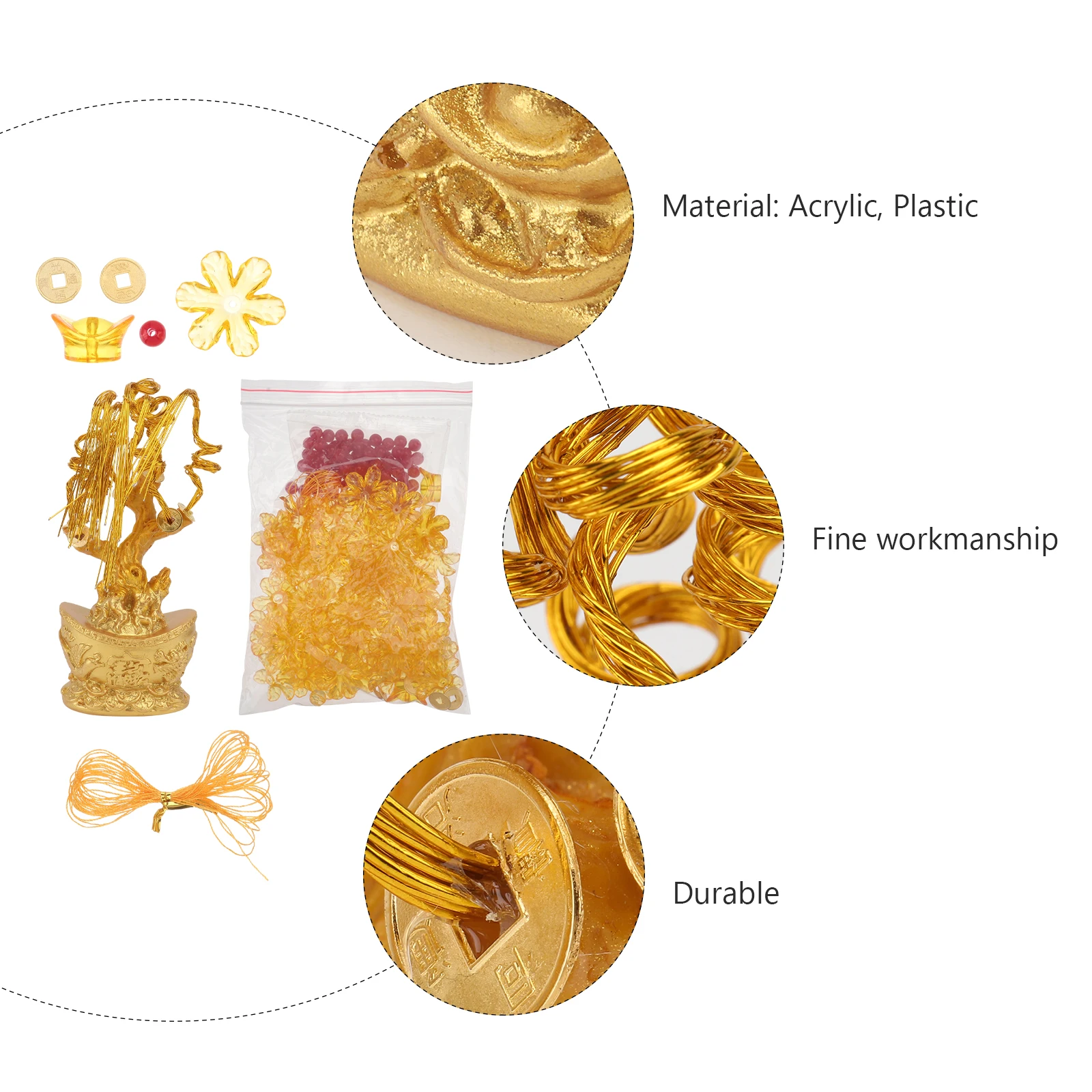 

Premium Money Material Package DIY Bonsai Beads Plastic Desktop Home Decor Fortune Tree Accessories Sculpture Kit for Friends