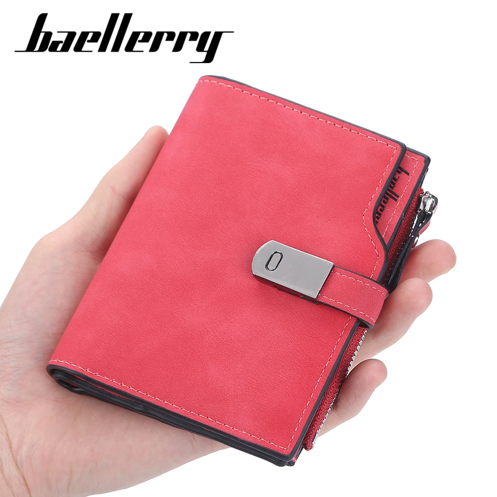 Baellerry Magnetic Buckle Women Wallets New Short Card Holder Simple Female Purse Zipper Coin Pocket Brand Wallet For Girls