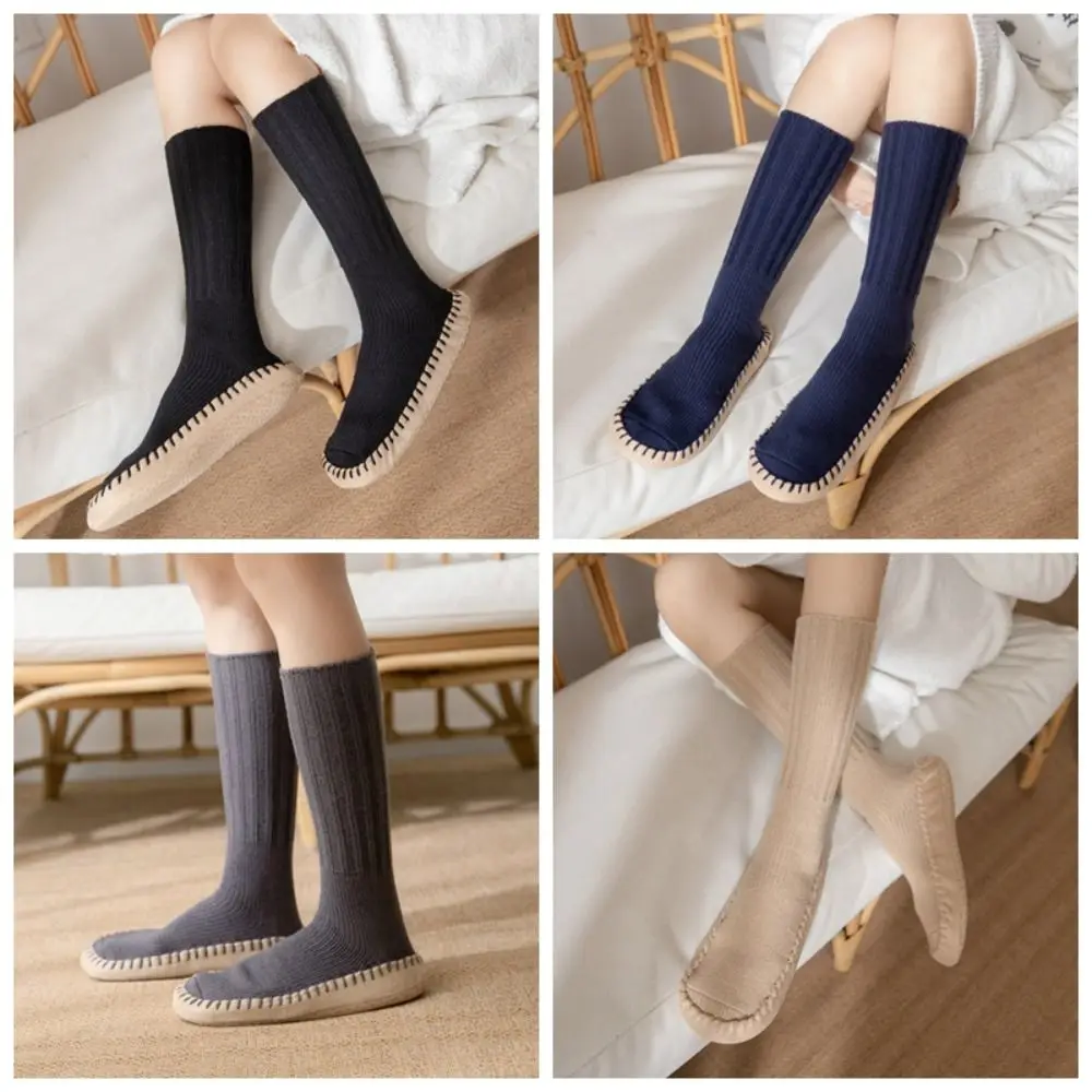 Thicken Floor Plush Socks Warm Simple Knitted Knee High Socks Breathable Sleeping Winter Stocking Snowfield