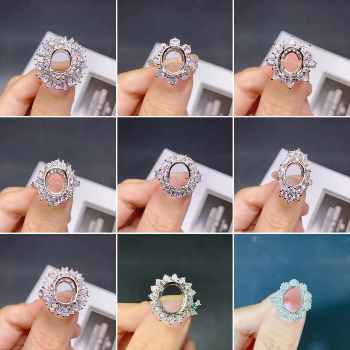 

FS 10*12 Real S925 Sterling Silver Empty Ring Support DIY Gemstone Fashion Fine Weddings Charm Jewelry MeiBaPJ YSY