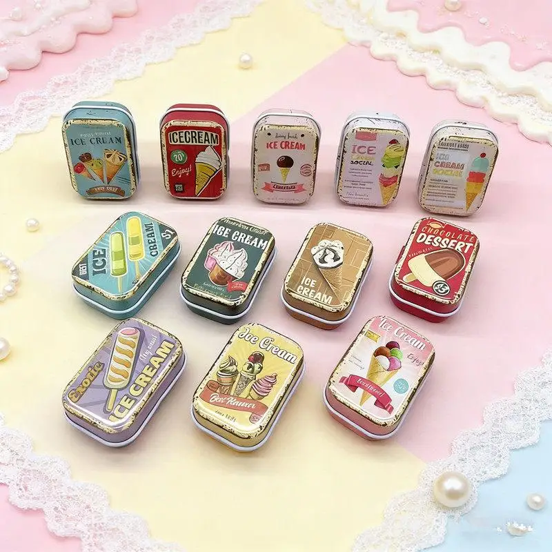 NEW 1Pc Flip Cover Tin Box 8x5x2cm, Mini Rectangular Iron Storage Can for Candy Pills Paperclip Jewelry Coins Travel Office Gift