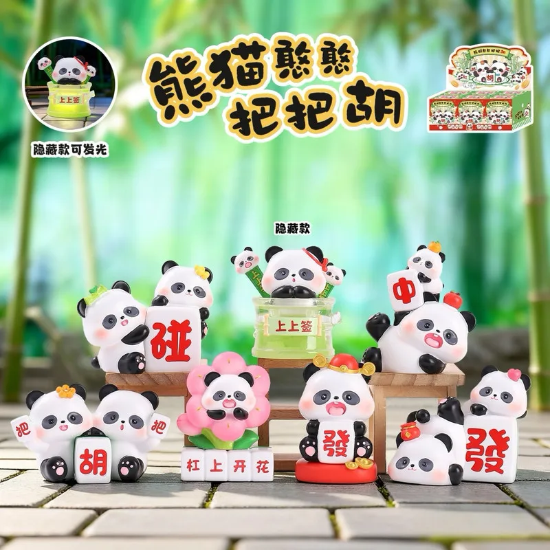 

Hanhan Panda Mahjong Blind Box Original Chinese Style Figurine Desktop Car Ornament Trendy Collectible Gift For Mahjong Lovers