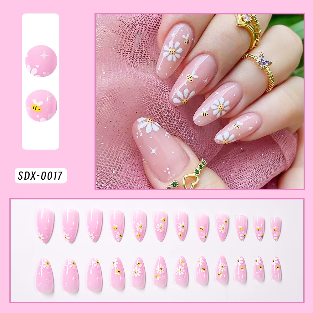 24 Stücke Kurze Quadratische Sarg Falsche Nägel Französisch Glitter Tragbare Gefälschte Nägel Acryl Volle Abdeckung Frauen Ballett Drücken auf Nägel Tipps