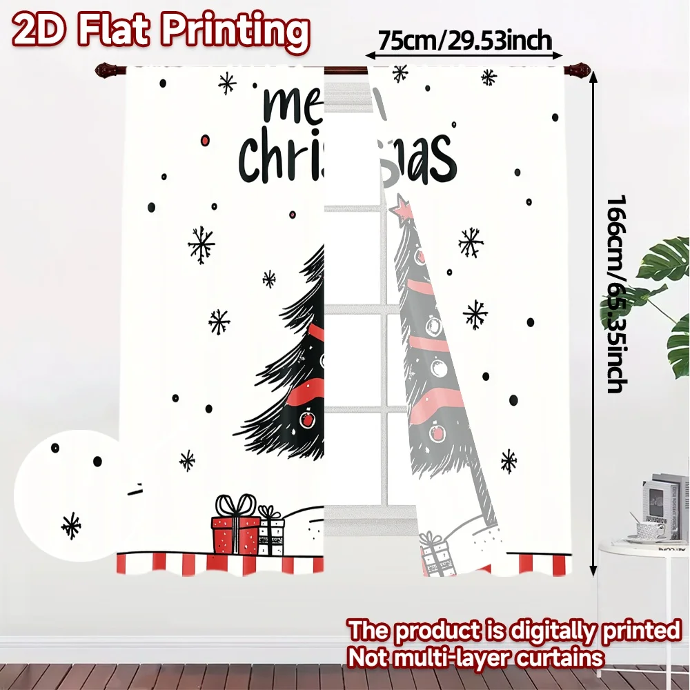 2 قطعة ، ستائر شجرة عيد الميلاد هدايا الثلج (3) ستائر تصفية الضوء الشهيرة 100% ستائر بوليستر عازلة للحرارة ، و