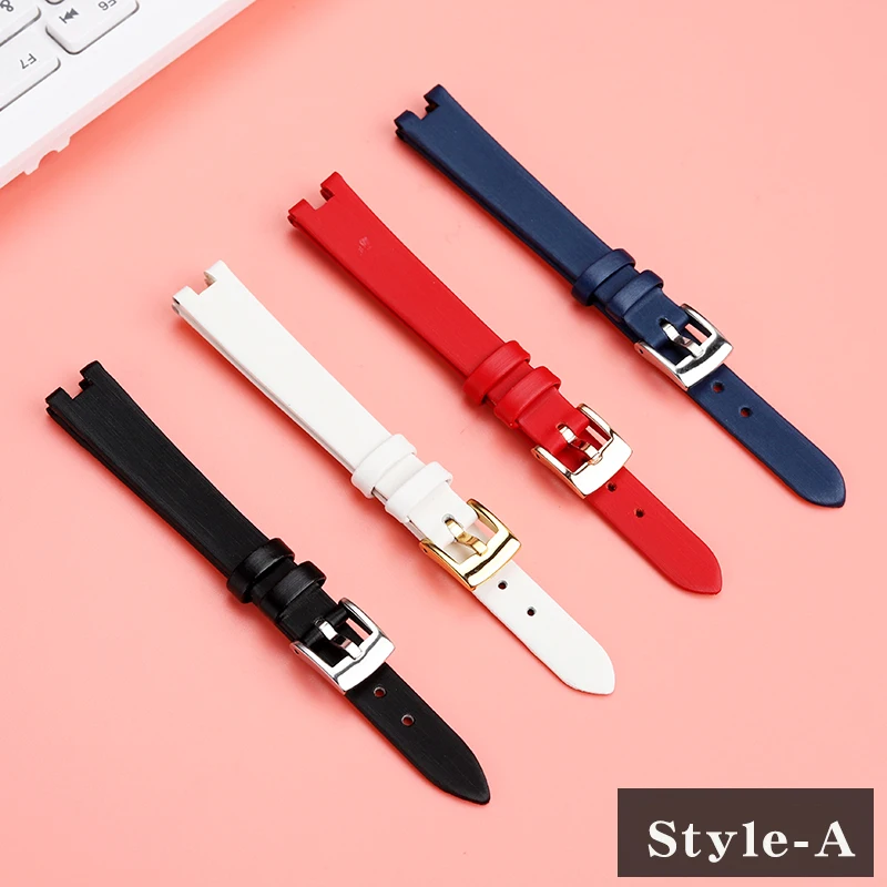 Women\'s Leather Watch with Notches For Cartier Baignoine Series WGBA0015 WJBA0023 Silk Cowhide Watch Strap 12MM Notch 4mm Soft