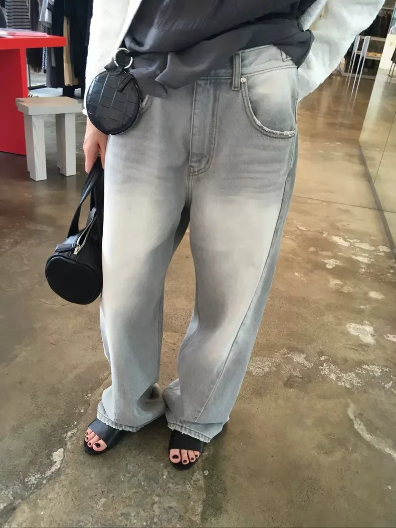 

Женские джинсы adual ey Waed с высокой талией, широкими штанинами, прямые, свободные, длинные, в стиле ретро, для весеннего сезона