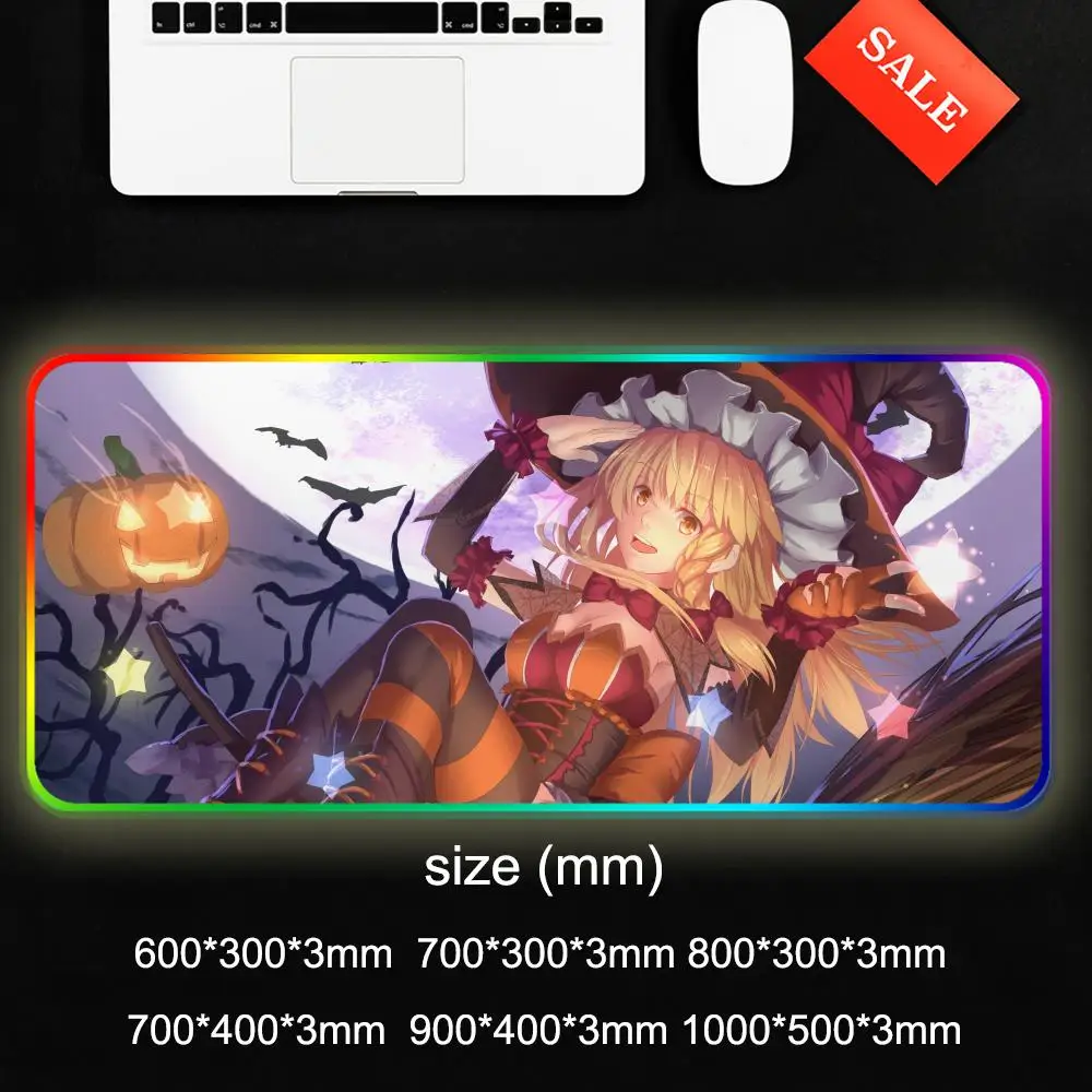 anime heksenbehang Muismat RGB Gaming Muismat Grote LED Pad PC Bureaumat Lichtgevende muismat Grote toetsenbordmatten Tafelkleed