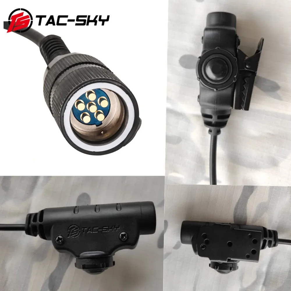 TAC-SKY 6-pin U94 V2 PTT Adapter for Outdoor Airsoft Hunting Sports Tactical Headphones Compatible with AN/PRN 152 148