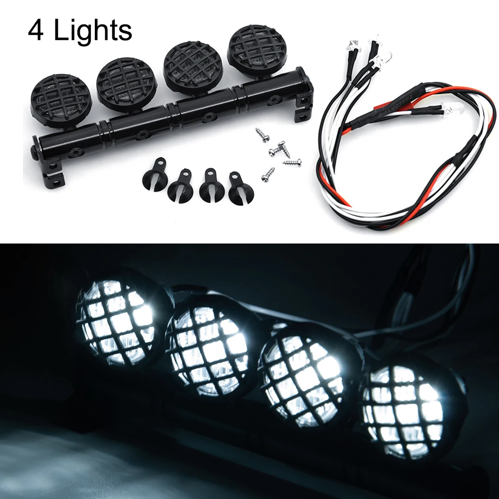 AXSPEED White Spotlight 4/5/6 LEDS Roof Lamp Light Bar for Axial SCX10 II Wraith TRX-4 1/10 RC Model Car Truck Decortion Parts