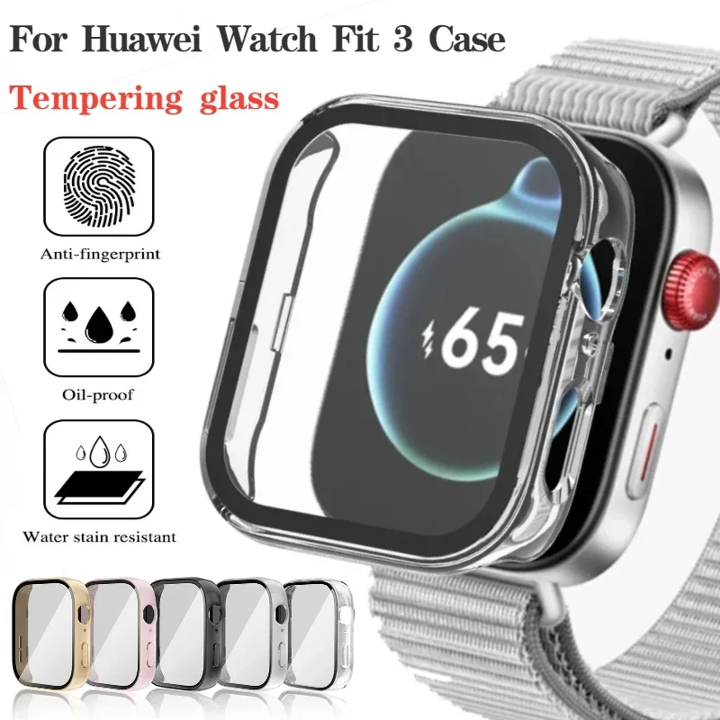 Tempered Film Watch Case for Huawei Watch Fit 3 High Definition Anti Drop Glass Protective Shell for Huawei Watch Fit3 Accessory