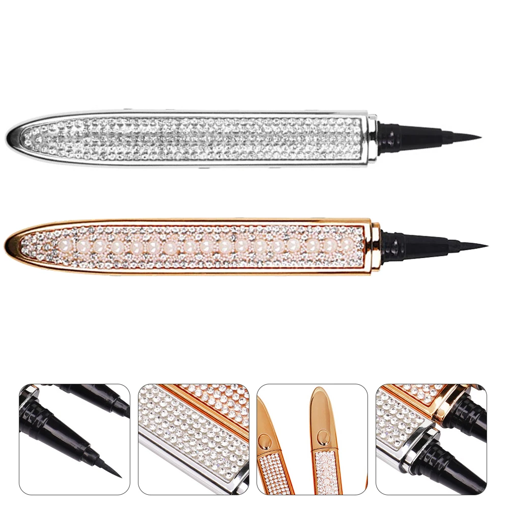 2Pcs Waterproof Self-Adhesive Eyeliner Pens With And Ultra-Fine Tip For Smoky Eyes And Makeup Supplies