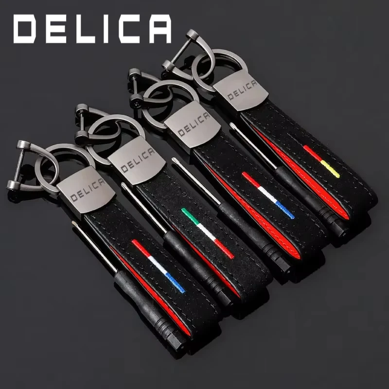 Gantungan kunci mobil hiasan Suede, gantungan kunci mobil liontin untuk Mitsubishi Delica Logo Pajero L200 Eclipse Montero Ralliart EVO9 Galant