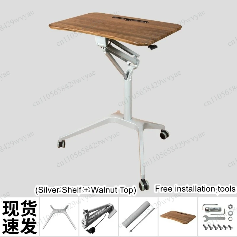 Standing Pneumatic Adjustable Mobile Desk For Office Bedside Study Training Use