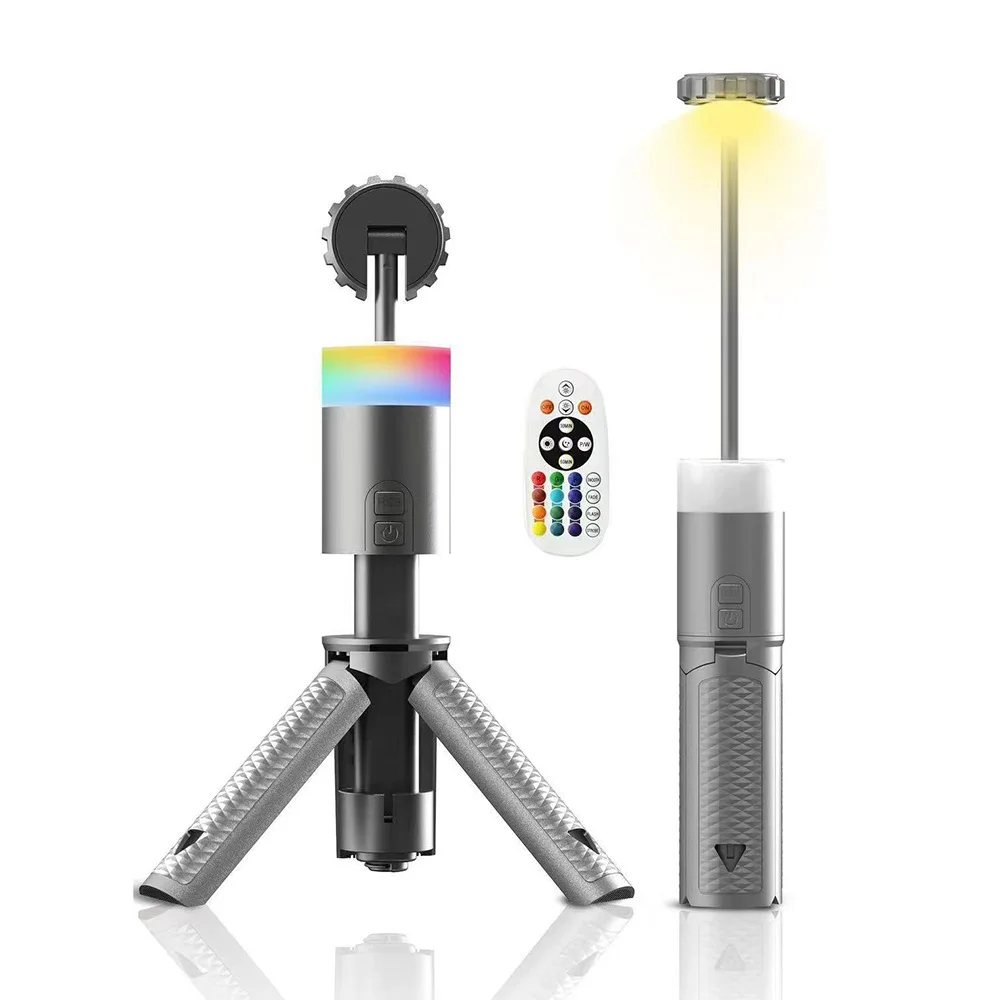 

Outdoor multi-function telescopic charging floodlight with remote control portable outdoor long-life search four-color light
