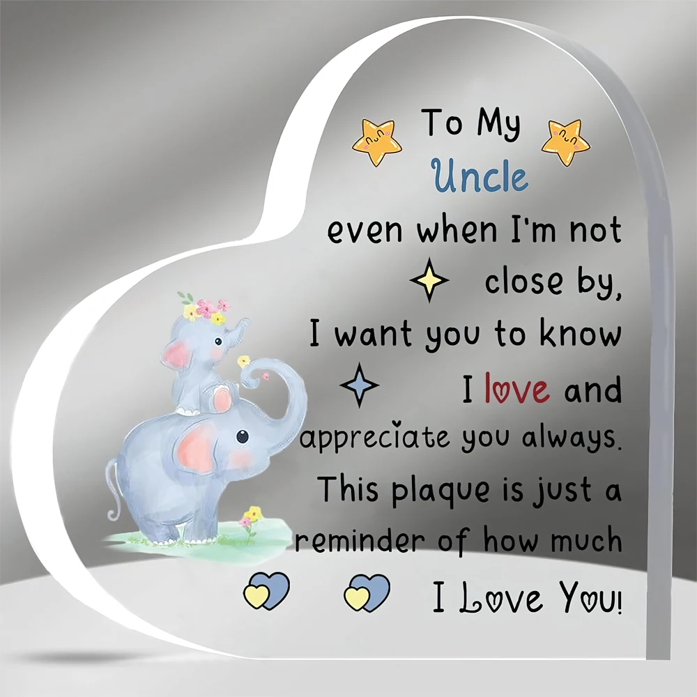 Uncle Acrylic Plaques Father's Day Gifts Appreciate Man Birthday Heart Sign Home Decorations Christmas My Uncle I Love You Souve