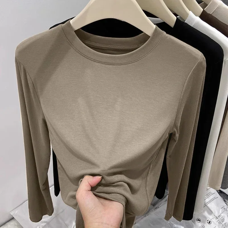 AOSSVIAO Koreanischer Stil Weiches O-Ausschnitt Langarm-Damen-T-Shirt 2026 Neues Herbst-Winter Slim-Fit Innen-T-Shirt Lässiges Vielseitiges Basic-Oberteil – Detail 18