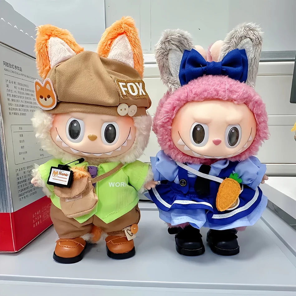 

15/17CM Labubu Doll Judy Nick Clothes Police Officer Rabbit Fox Uniform Dolls Accessories Sitting Party Game Christmas Gift