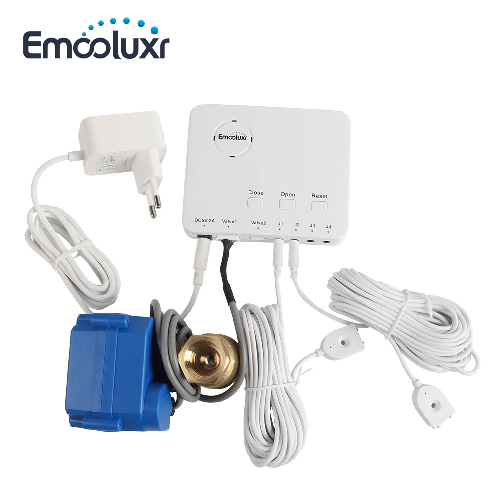 

Automatic Water Shutoff Valve Kit with 2 Leak Sensors, Instant Warning and LED Flash Alerts, Flood Protection System