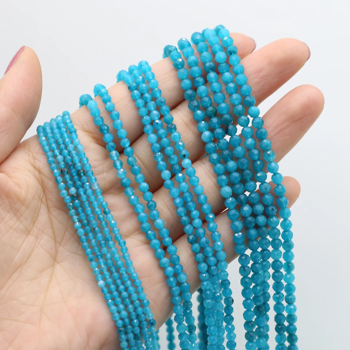 2/3/4mm Apatite Round Faceted Beads Natural Stone Loose Spacer Beads for Jewelry Making Supplies DIY Necklace Bracelet Accessory