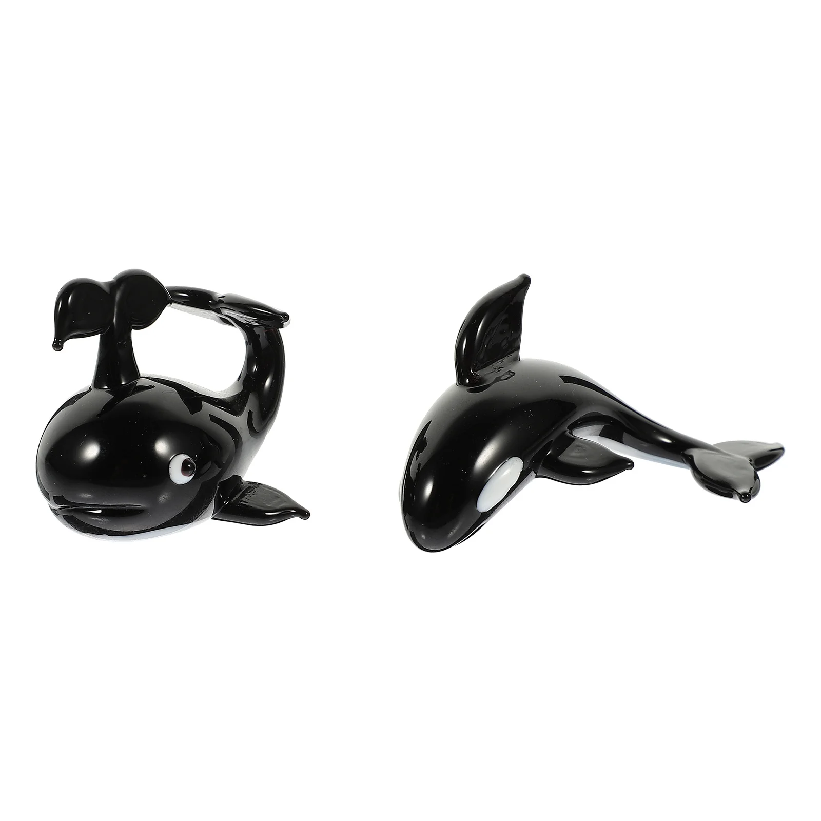 

2 Pcs Wall Decor Whale Glass Shaped Adornment Statues for Home Miniature Decoration