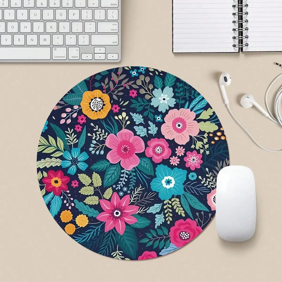 1pc Cute & Fun Mousepad, Round Desktop Mousepad With Non-Slip Rubber Base, Mini Travel Mousepad For Laptop, PC & Office, Suitable For Girls & Boys, 7.9"X7.9"X0.08"
