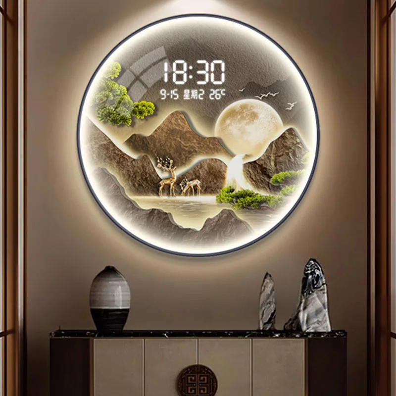 Luxury Led Wall Watch Interior Modern Aesthetic Design Creative Minimalist Clock Wall Chinese Style Fashion Saat Home Decor 6