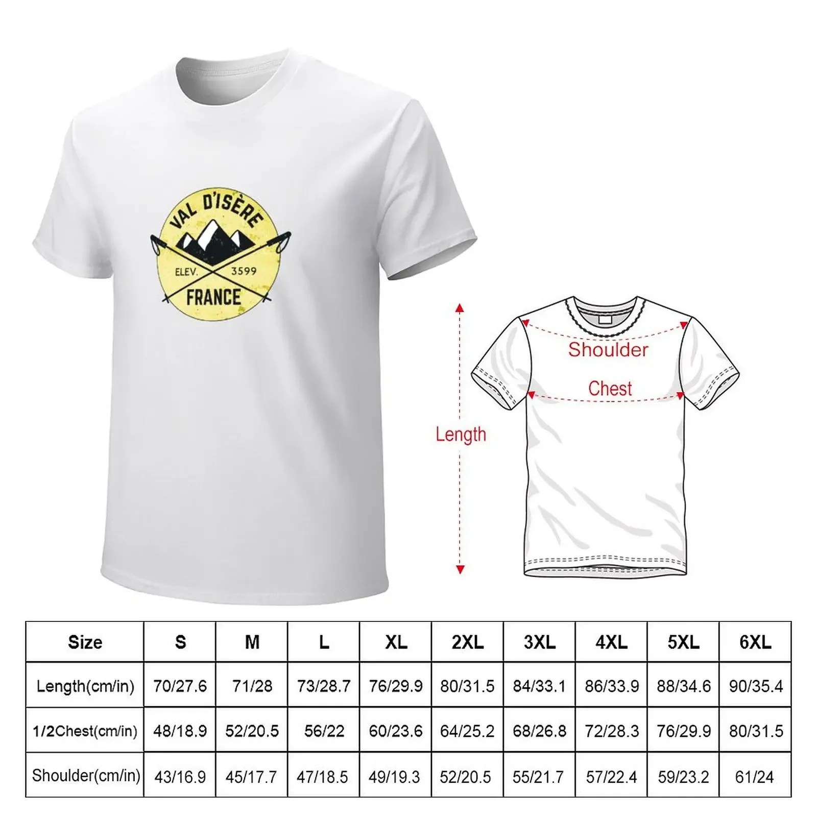 Val d'Isere France Skiing SAVOIE TARENTAISE VALLEY Ski Snowboard Mountain Silhouette Skis 3 T-shirt