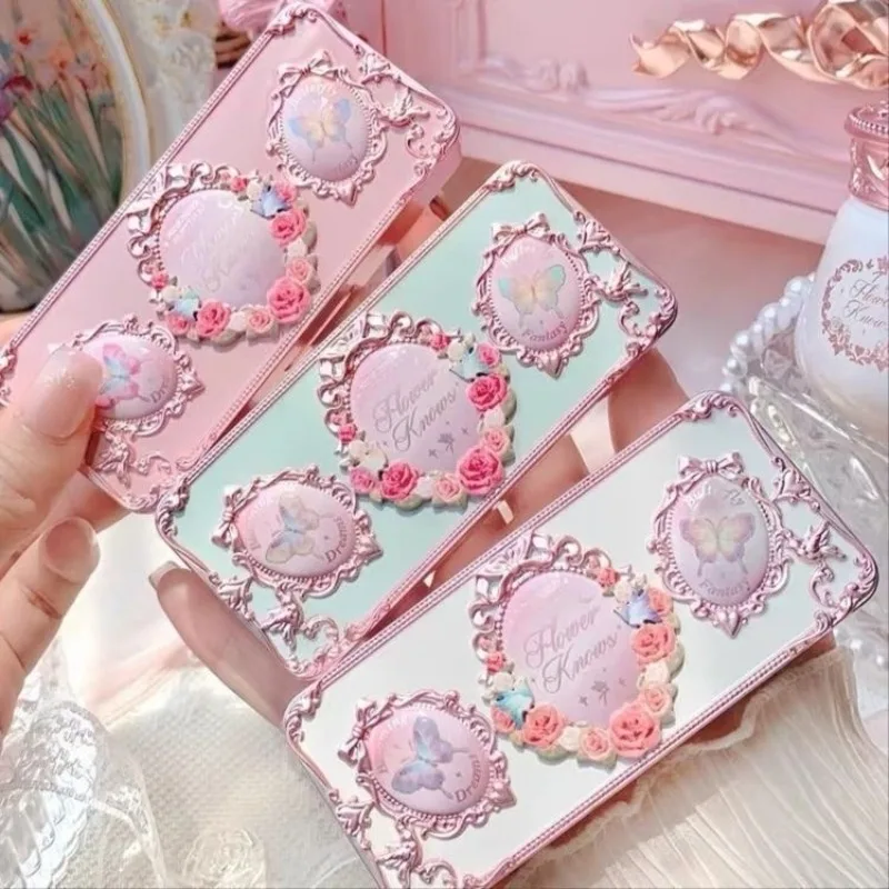Flower Knows Eyebrow Makeup Kit, Long-Lasting Matte Brow Powder Midsummer Fairytales Collection Eyebrow Palette สีน้ำตาลเข้ม
