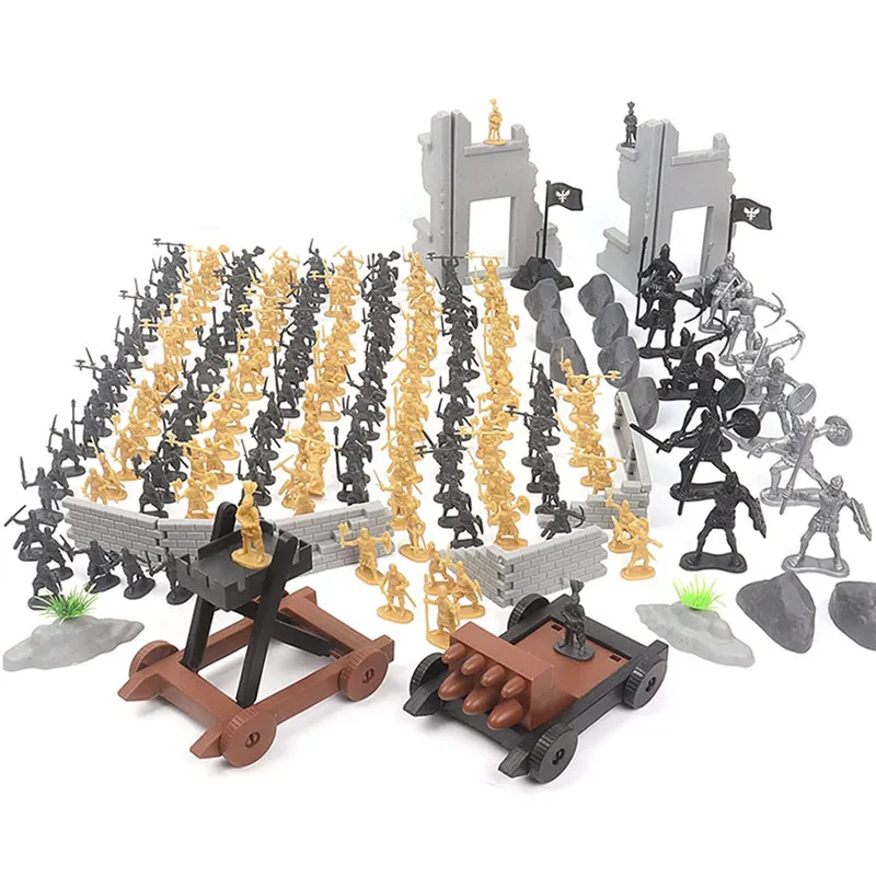 

Medieval Knight Action Figure Castle Playset Classic Army Men Military Toys Ancient Soldiers Warriors 250PCS with Carrying Bags