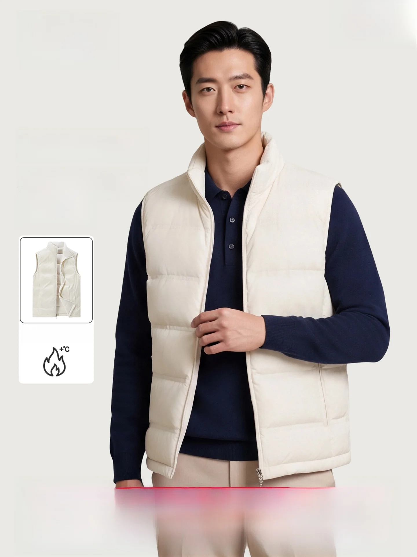 Double-Sided Wear down Vest Men's Winter Warm Stand Collar Jacket Fashionable Urban Style Polyester Fiber Thickened Fill