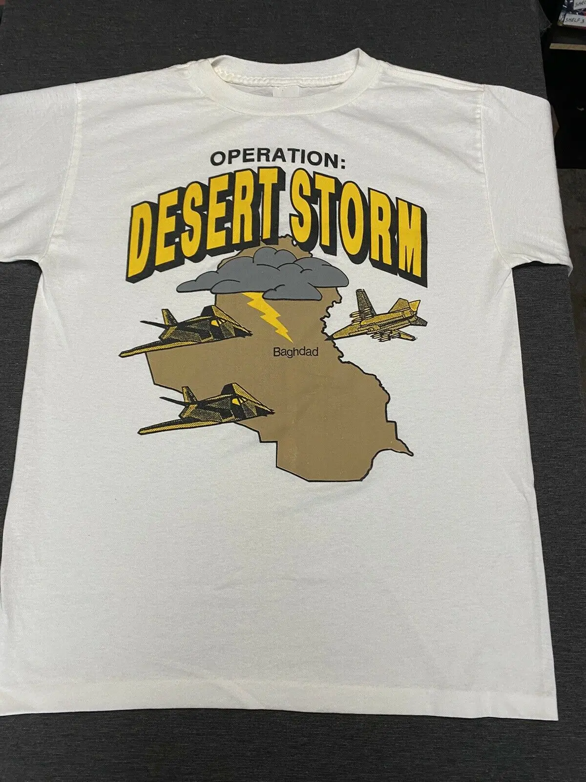 Vintage 90S Desert Storm Gulf War Iraq Stealth Premium Cotton Short Sleeve O-Neck Mens T Shirt New S-3XL Free Shipping