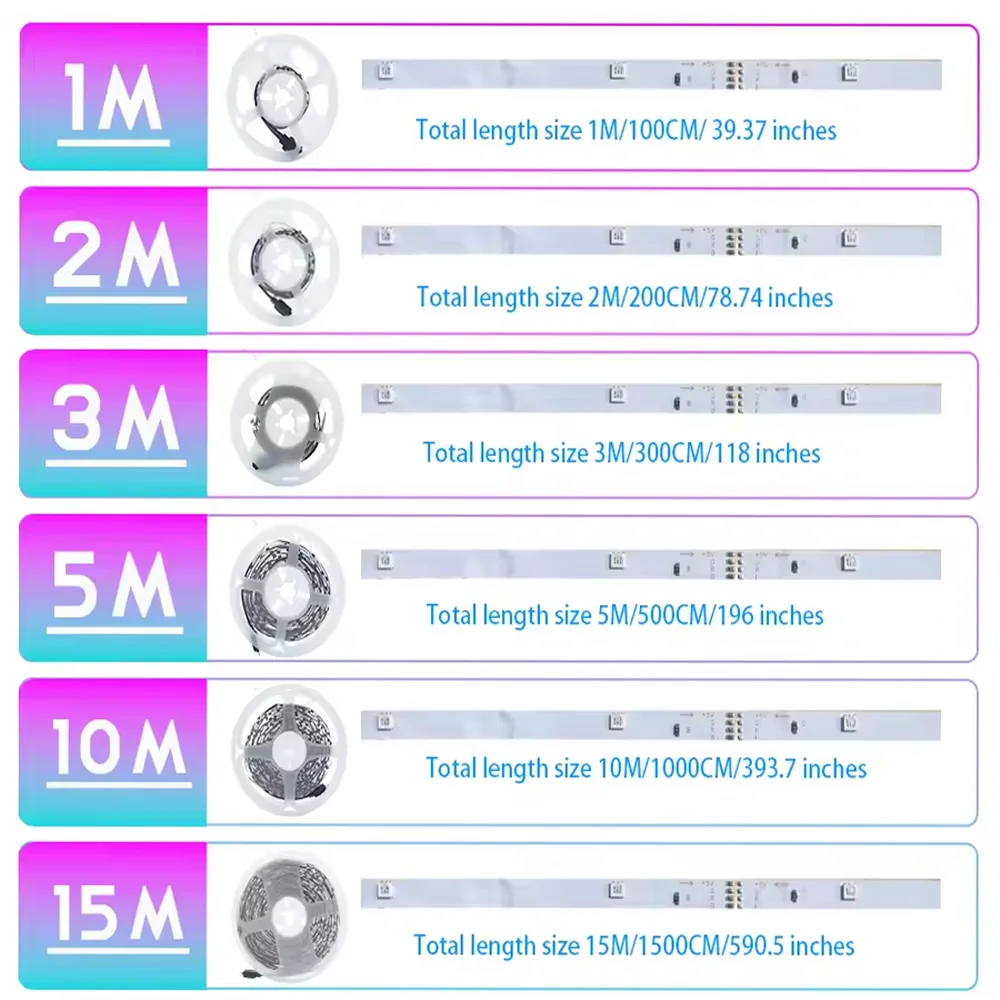 1M-15M LED Strip Lights RGB 3Key Button Control Color Changing SMD3535 Tape Diode Lamps Mode for Room Decoration