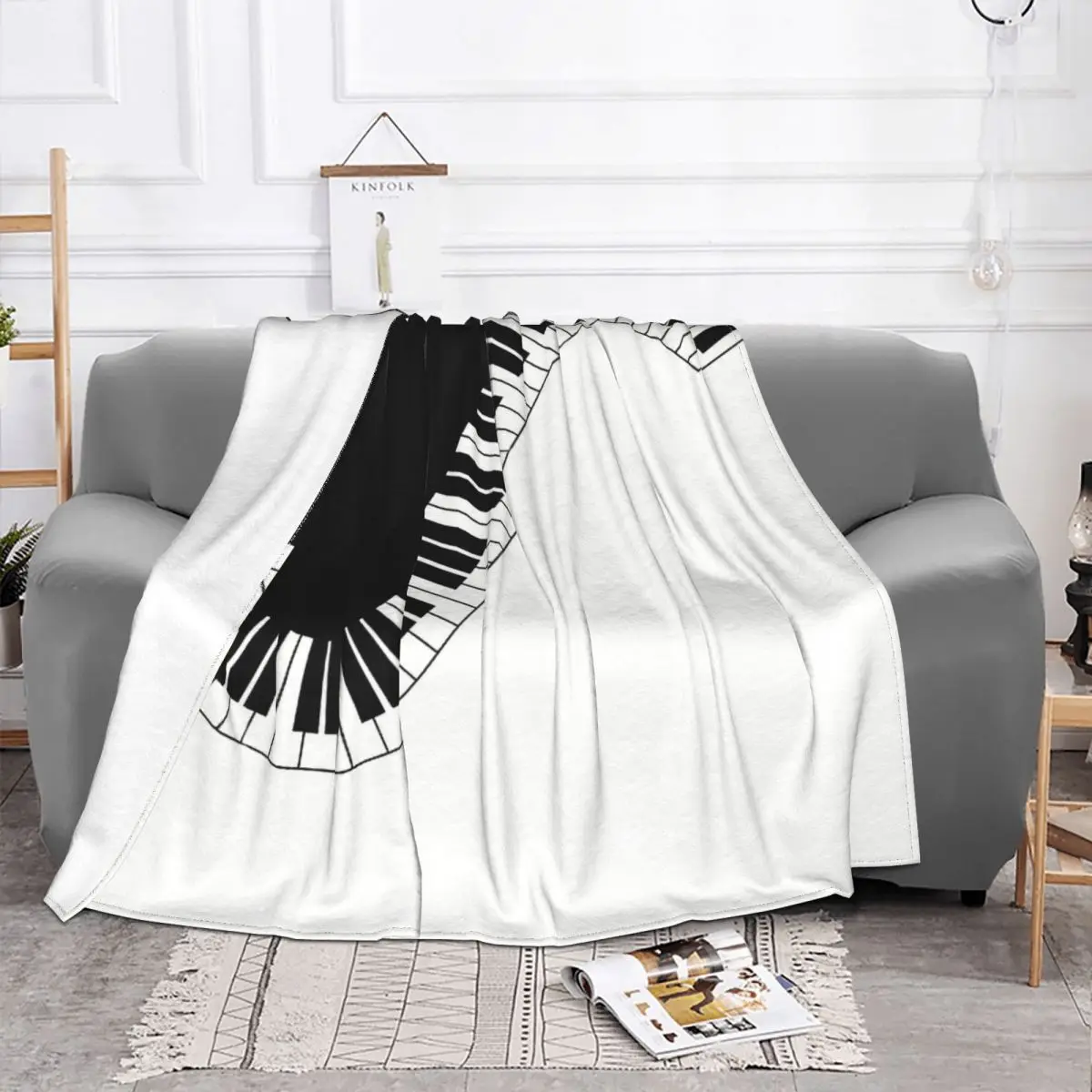 Music Notes Blankets Decorative Coral Fleece Plush Decoration Bedroom Bedding Couch Bedspread