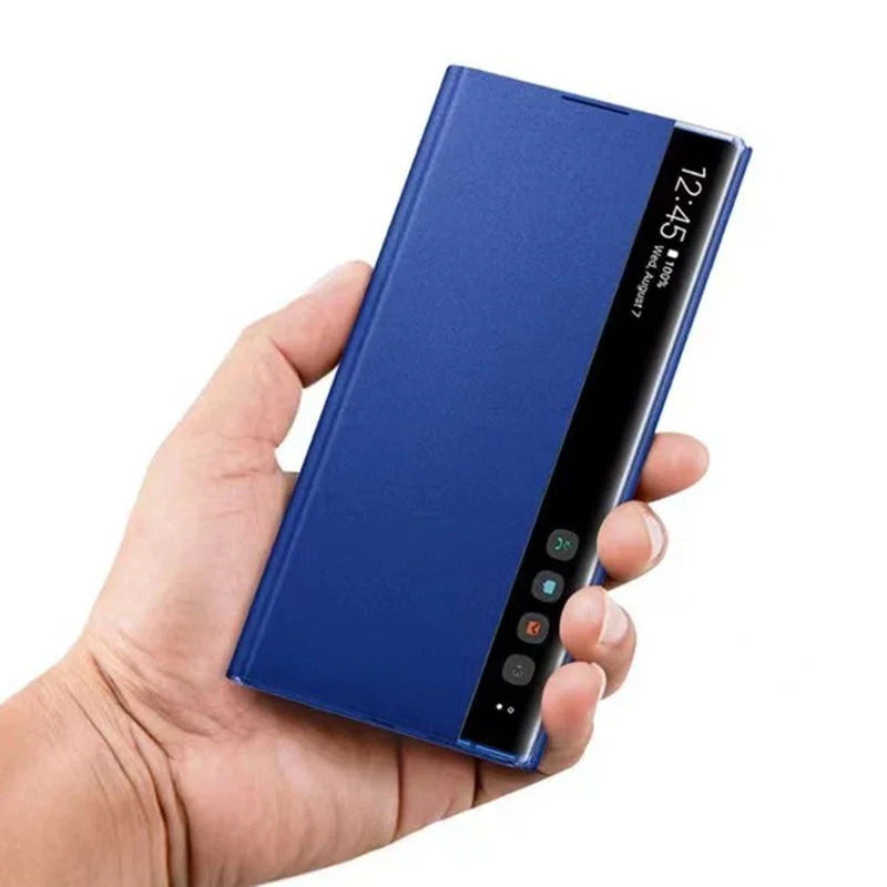 For Samsung Galaxy Note 10 Plus Flip-free Smart Wake Up Leather Case For Samsung Note 10 Window View Flip Cover Smart Chip Cases