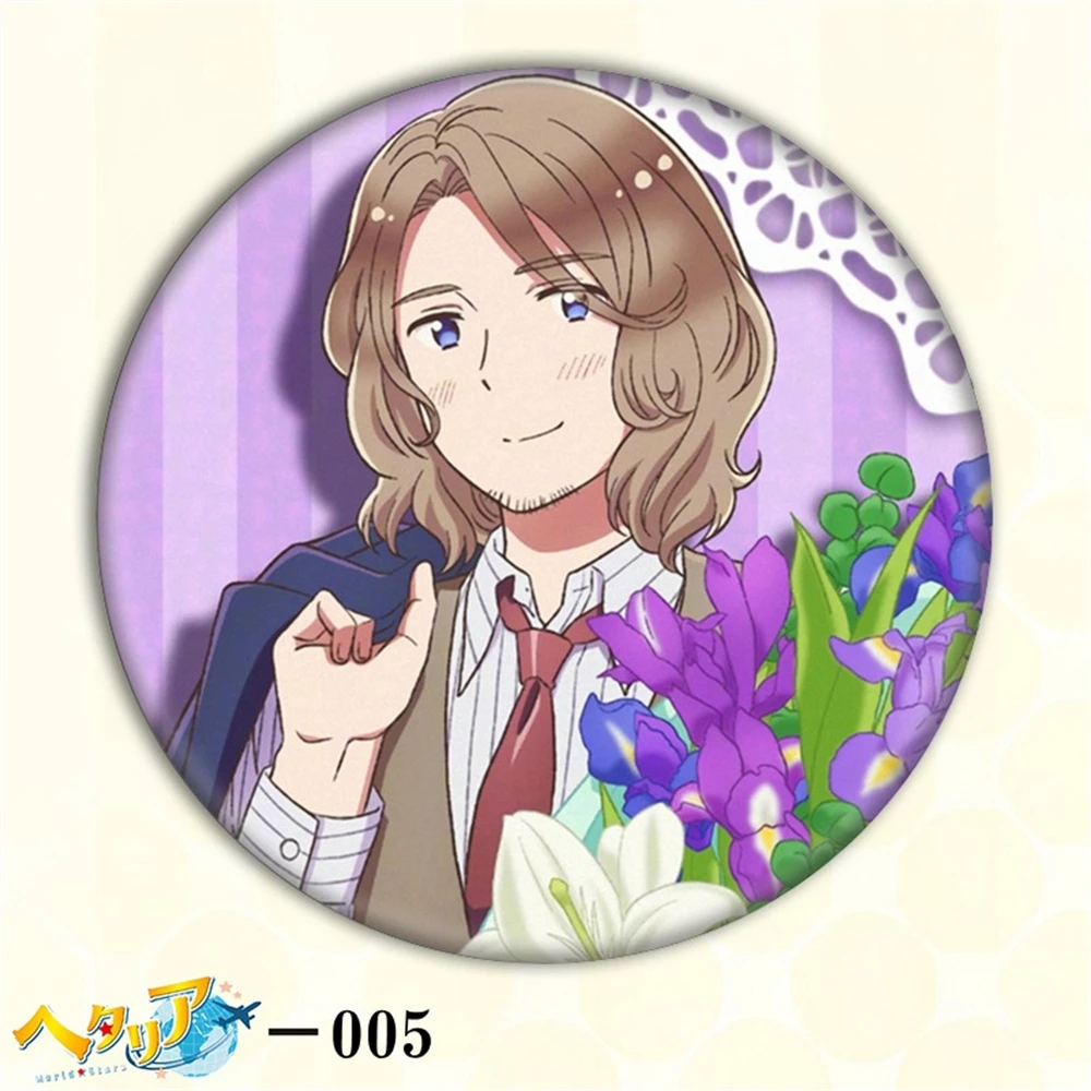 58mm Anime Hetalia: Axis Powers APH Arthur Kirkland Ludwig Beilschmidt Cosplay COSTUME Badge Pin SPTE Tinplate Brooch﻿ Prop