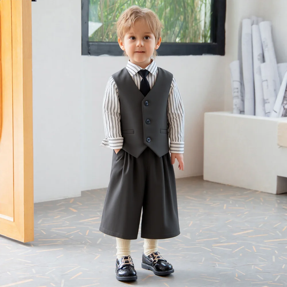 

Детский костюм-жилет для мальчиков на весну-лето: наряд для свадьбы, первого дня рождения, выступления на фортепиано, жилет и брюки для детей