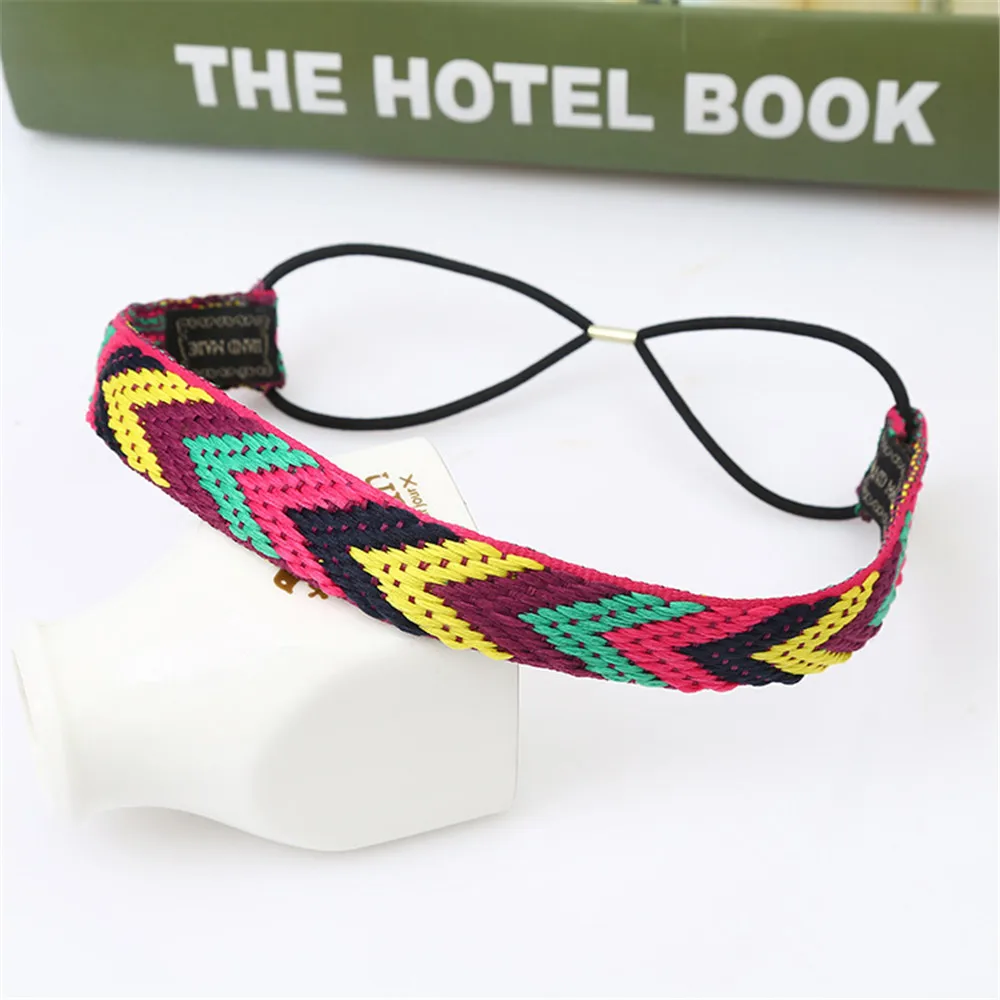 Men\'s Bohemian Elastic Hair Band Colorful Sport Headband Handmade Woven Hair Ties Hair Accessories for Women Men