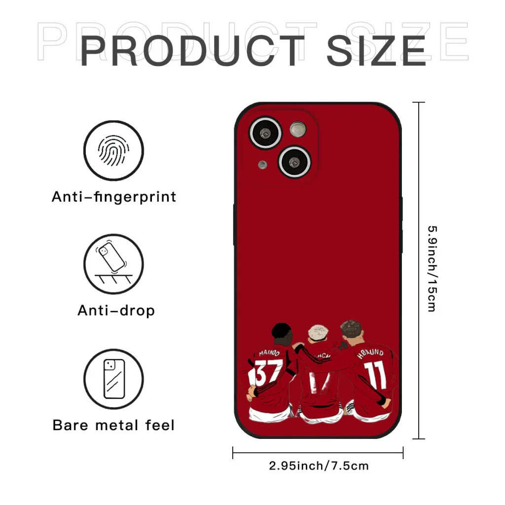 Kobbie Mainoo Alejandro Garnacho Rasmus Hojlund United Youth Trinity Minimalist Phone Case For iPhone 15 Pro Max Silicone Shell