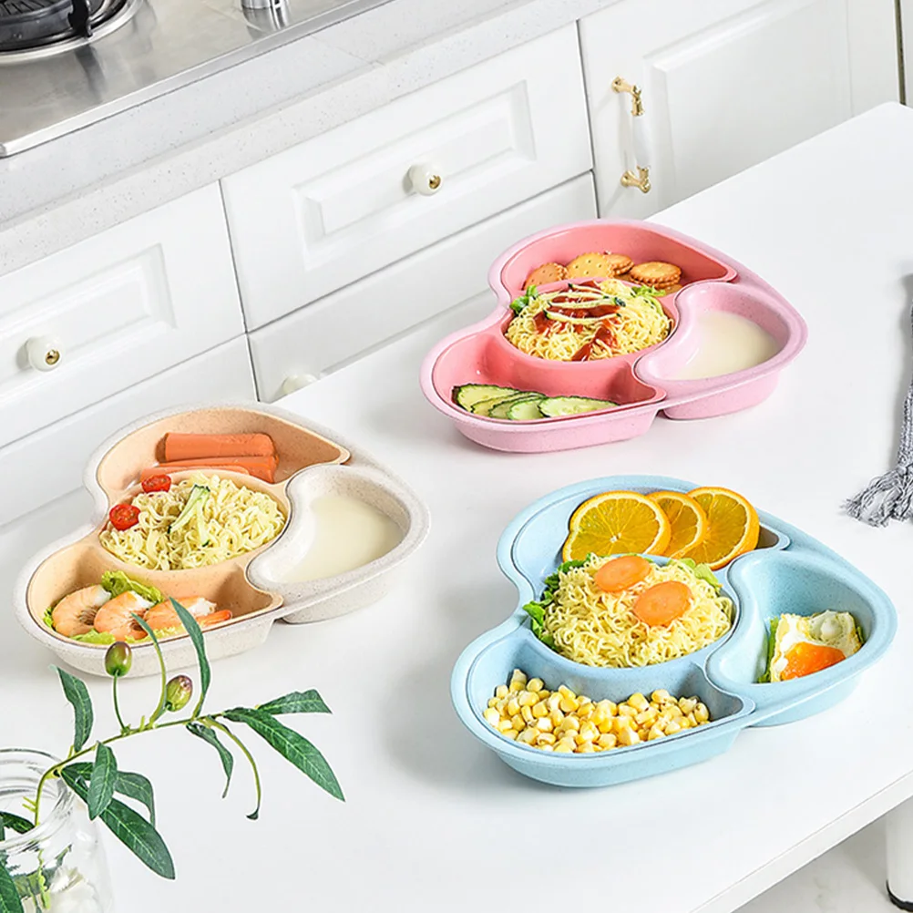 

3pcs Baby Meal Bowl Heart Shaped Children Divided Plates PP Material Toddler Dinnerware Safe Healthy Multifunctional for Kids