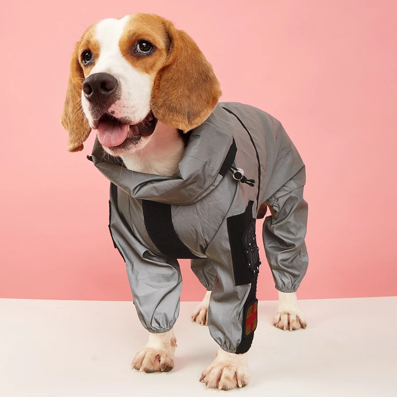 Ao ar livre grande cão capa de chuva protetor solar jaqueta reflexiva pet capa de chuva com capuz à prova dwaterproof água médio grande roupas para