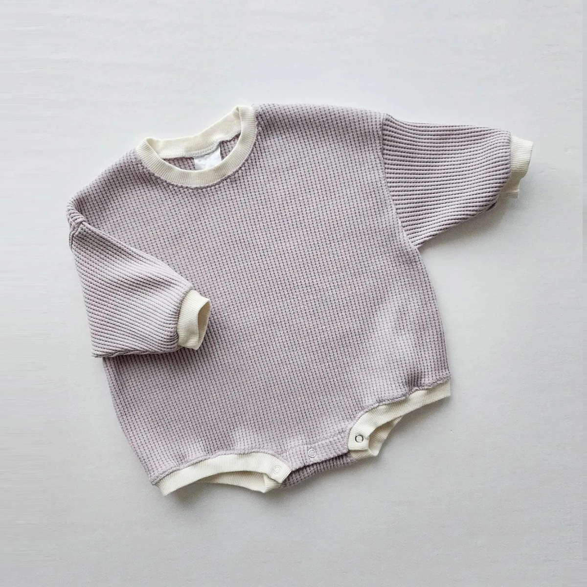 2023 Baby Waffle Sweatshirt Romper Newborn Infant Baby Girls Boys Cotton Oversized Romper Long Sleeve Toddler Clothes Jumpsuits