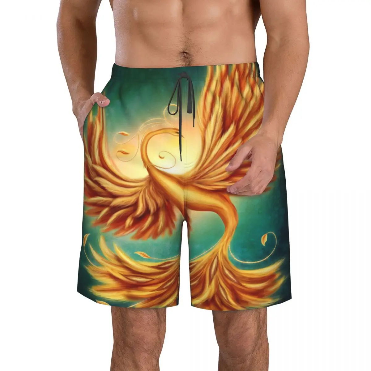 Summer beach swimsuit men's quick-drying swimwear Magic Phoenix Firebird men breathable swimwear beach shorts sexy male swimsuit