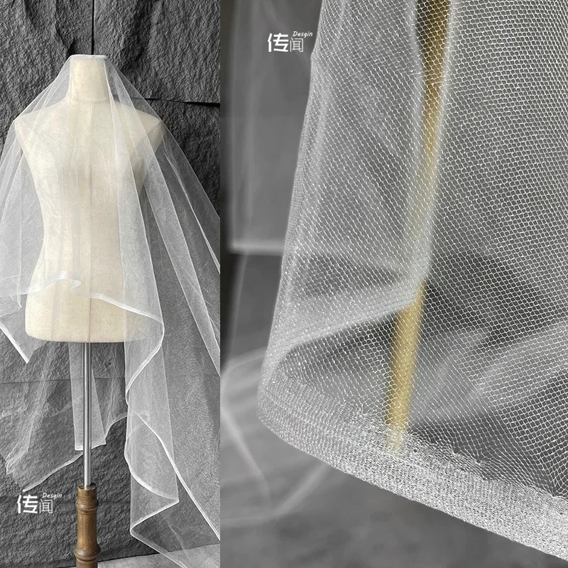 White Mesh Fabric Wedding Background Cloth Tulle Clothing Designer Cloth Diy Apaprel Sewing Fabric Meters Material