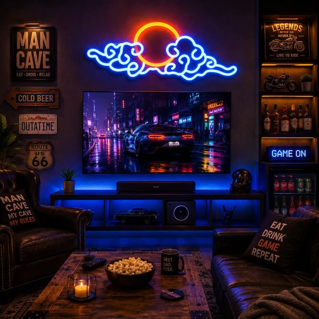 Anime Cloud Sunset Neon Sign USB Dimmable LED Lights For Japanese Aesthetic Themed Bedroom Gameroom Dorm Wall Hanging Decor Gift - view 5