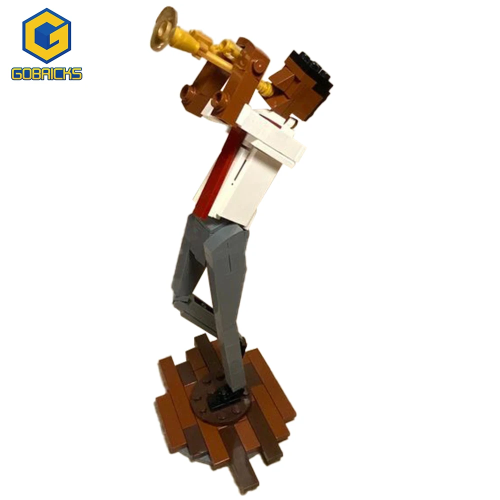 MOC musician 21442 Trumpet Player Violin, Cello, Saxophone Player Building Block Model Jazz Band Doll Brick Toy Children\'s Gift